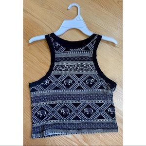 Elephant Print Cropped Tank Top